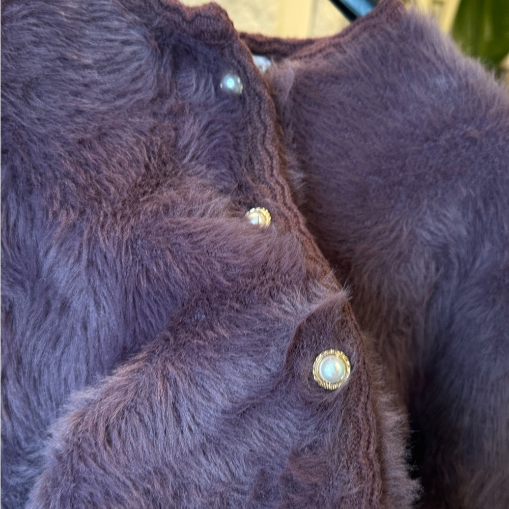 Zara Purple Faux Fur Fuzzy Cardigan M - Picture 5 of 14